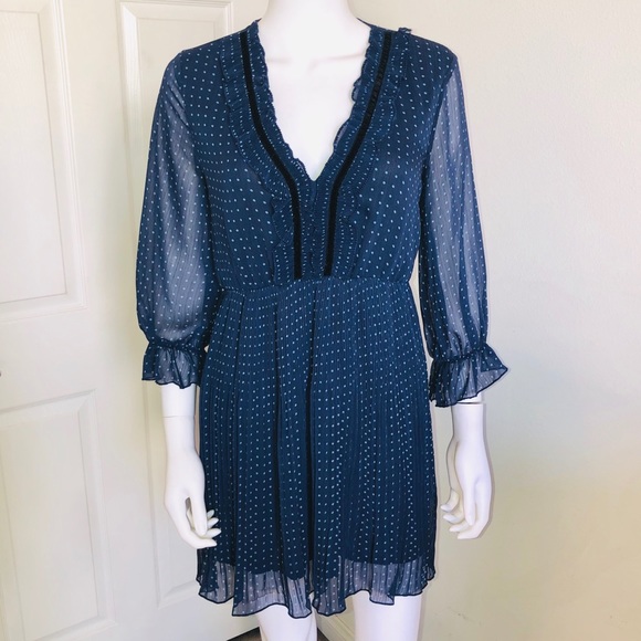 Zara Dresses & Skirts - ZARA Navy Blue Black Polka Dot Flowy Dress Small S
